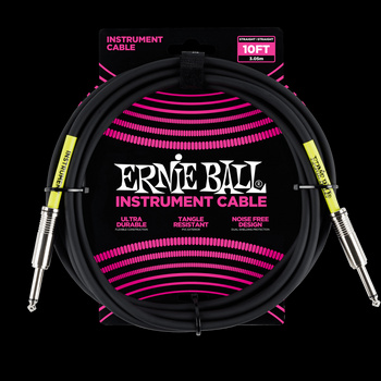 Przewód gitarowy czarny Ernie Ball 3,05m 6048