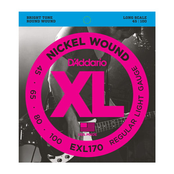 Struny D'Addario EXL170 Nickel Wound Bass Light 45-100 Long Scale