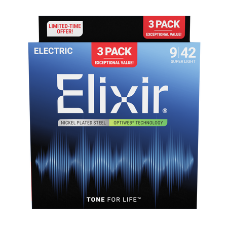 3PACK Struny Elixir Optiweb 9-42 Super Light NEW (16571)
