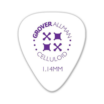 Kostka gitarowa Grover Allman Celluloid Pro White 1.14mm
