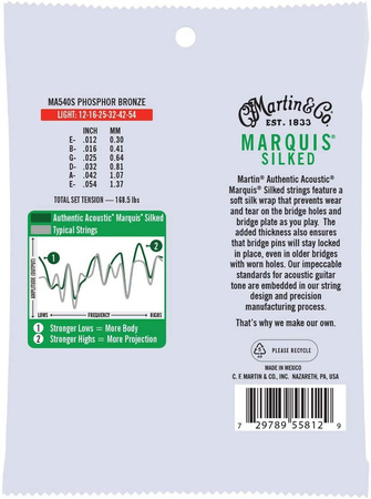 Struny Martin Authentic Acoustic Marquis Silked Phosphor Bronze 12-54 (MA540S)