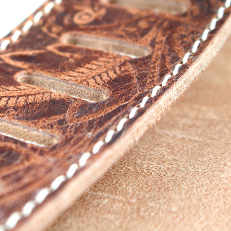 Pasek do gitary skórzany RICHTER Raw II Contour Leaves Natural