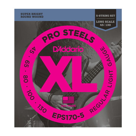 Struny D'Addario ProSteels 5-String Bass Light Long Scale 45-130 (EPS170-5)