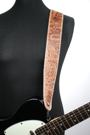 Pasek do gitary skórzany RICHTER Raw II Contour Leaves Natural