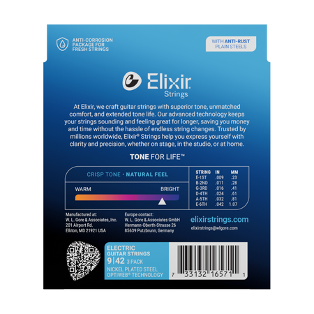 3PACK Struny Elixir Optiweb 9-42 Super Light NEW (16571)