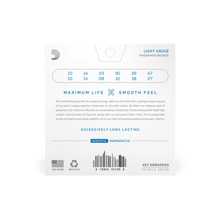 Struny D'Addario XS Coated Phosphor Bronze Light 12-string 10-47 (XSAPB1047-12)