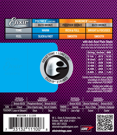 Struny Elixir PolyWeb 80/20 Bronze 13-56 Medium (11100)