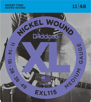 Struny D'Addario EXL115 Nickel Wound Blues-Jazz Rock 11-49