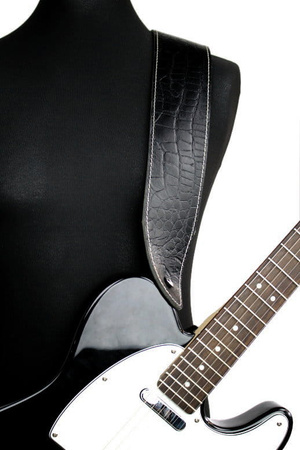 Pasek do gitary skórzany z poduszką RICHTER Luxury Cayman Black