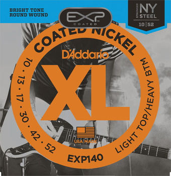 2 x Struny D'Addario Coated Nickel Wound Light Top Heavy Bottom 10-52 EXP140