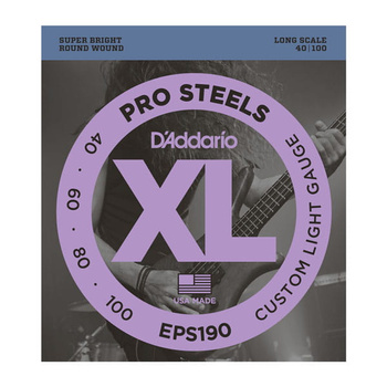 Struny D'Addario ProSteels Bass Custom Light 40-100 Long Scale (EPS190)