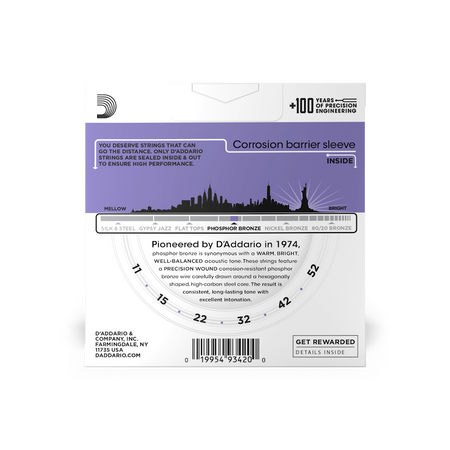3PACK Struny D'Addario Phosphor Bronze Custom Light 11-52 EJ26-3D