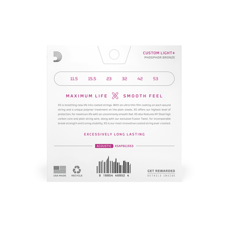 Struny D'Addario XS Coated Phosphor Bronze Custom Light Plus 11.5-53 (XSAPB11553)
