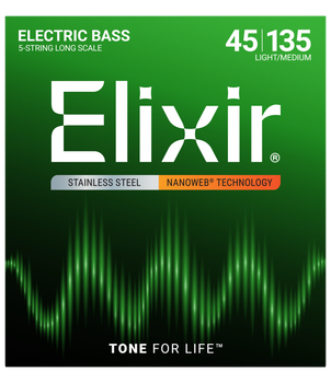 Struny Elixir NanoWeb 5-String 45-135 Light/Medium, Long Scale / Stainless Steel (14782)