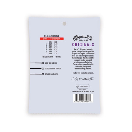Struny Martin Originals 80/20 Bronze Light 12-54 M140
