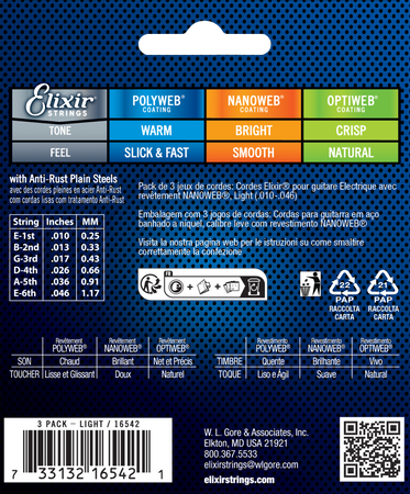 3PACK Struny Elixir NanoWeb 10-46 Light (16542)
