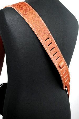 Pasek do gitary skórzany RICHTER Raw II Contour Western Rose Tan