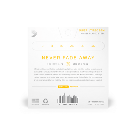 Struny D'Addario XS Nickel Coated Electric Super Light Top / Regular Bottom 9-46 (XSE0946)