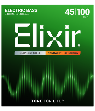 Struny Elixir NanoWeb 4-String 45-100 Light / Long Scale / Stainless Steel (14652)