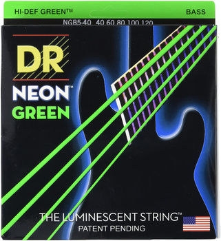 Struny DR Neon™ Hi-Def Green Bass K3 Coating 40-120 5-string (NGB5-40)