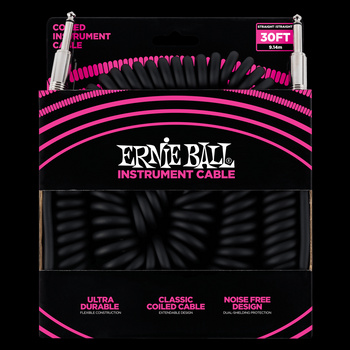 Przewód gitarowy spiralny Ernie Ball Black 9m 6044