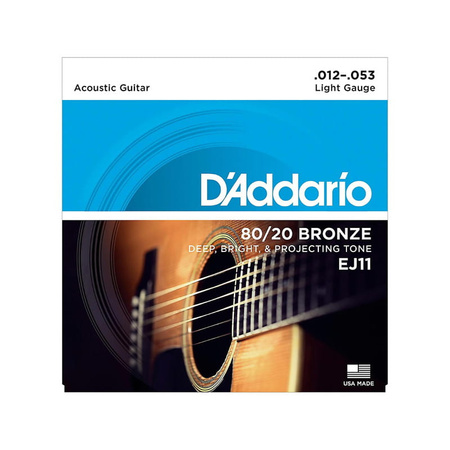 Struny D'Addario EJ11 80/20 Bronze Acoustic Guitar Strings, Light, 12-53