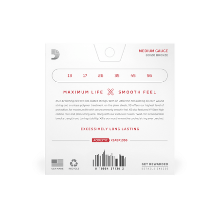 Struny D'Addario XS Coated 80/20 Bronze Medium 13-56 (XSABR1356)