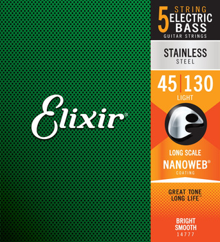 Struny Elixir NanoWeb 5-String 45-130 Medium/Light / Long Scale / Stainless Steel (14777)