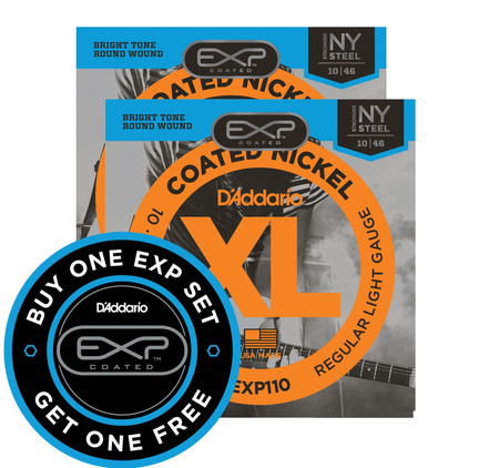 2 x Struny D'Addario EXP110 Coated Nickel Wound Light 10-46
