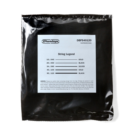 Struny Dunlop Flatwound Stainless Steel 5-strings 40-120 (DBFS40120)