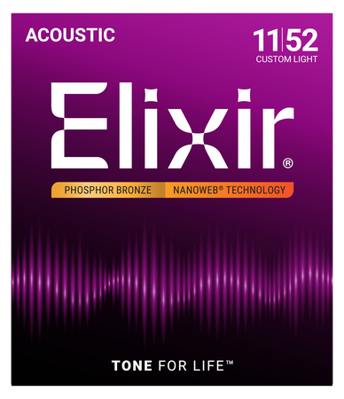 Struny Elixir NanoWeb Phosphor Bronze 11-52 Custom Light (16027)