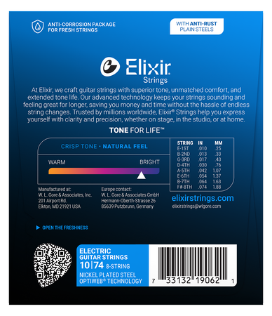 Struny Elixir OptiWeb 10-74 8-String Light (19062)