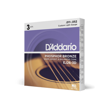 3PACK Struny D'Addario Phosphor Bronze Custom Light 11-52 EJ26-3D