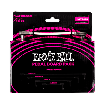Zestaw białych kabli patch Ernie Ball Flat Ribbon 10szt. (6387)