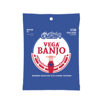 Struny do banjo 5-strunowego Martin Vega Nickel Wound Medium 10  (V730)