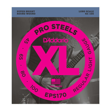 Struny D'Addario ProSteels Bass Light Long Scale 45-100 (EPS170)