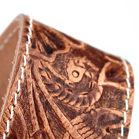 Pasek do gitary skórzany RICHTER Raw II Contour Leaves Natural