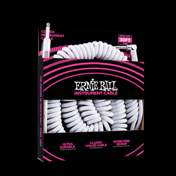 Przewód gitarowy spiralny biały Ernie Ball 9m (6045)