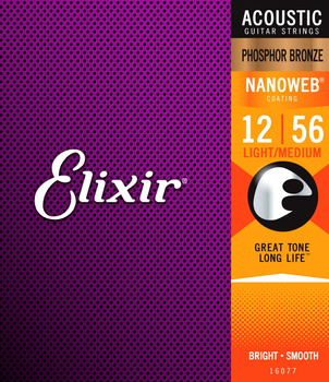 Struny Elixir NanoWeb Phosphor Bronze 12-56 Light-Medium (16077)