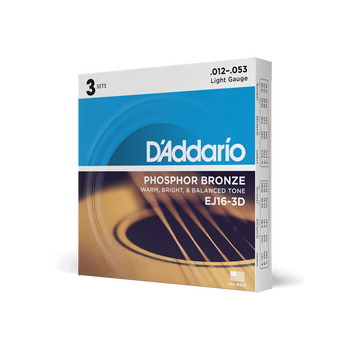 3PACK Struny D'Addario Phosphor Bronze Light 12-53 EJ16-3D