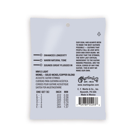 Struny Martin Retro Monel Light 12-54 MM12