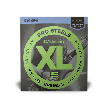 Struny D'Addario ProSteels Bass 5-string Custom Light 45-105 Long Scale EPS165-5