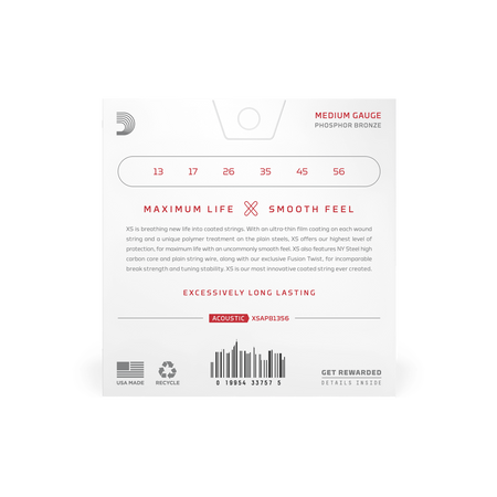 Struny D'Addario XS Coated Phosphor Bronze Medium 13-56 (XSAPB1356)