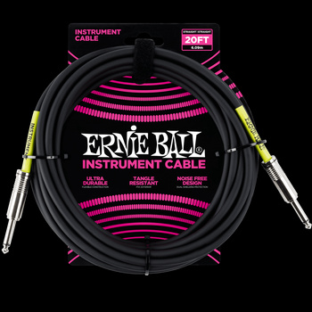 Przewód gitarowy czarny Ernie Ball 6,09m 6046