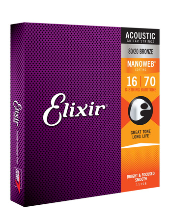 Struny Elixir NanoWeb 80/20 Bronze 16-70 8-String Baritone (11308)