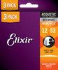 3PACK Struny Elixir NanoWeb 80/20 Bronze 12-53 Light (16539)