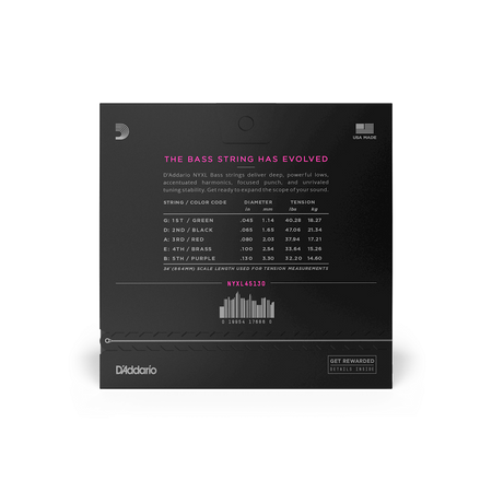 Struny D'Addario NYXL45130 Bass 5-string 45-130