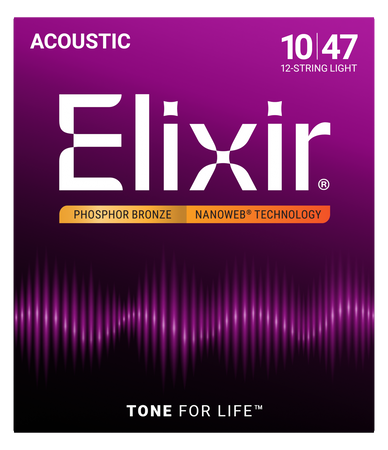 Struny Elixir NanoWeb Phosphor Bronze 10-47 12-String Light (16152)