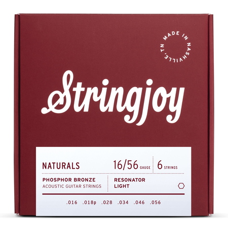 Struny do gitary akustycznej rezofonicznej Stringjoy NATURALS Phosphor Bronze 16-56 (NB1656)