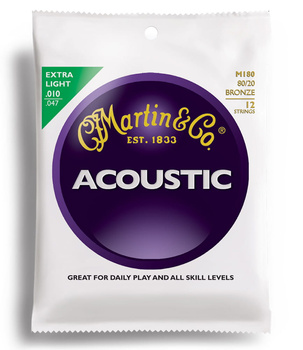 Struny Martin Acoustic 80/20 Bronze Extra Light 12-strings 10-47 M180